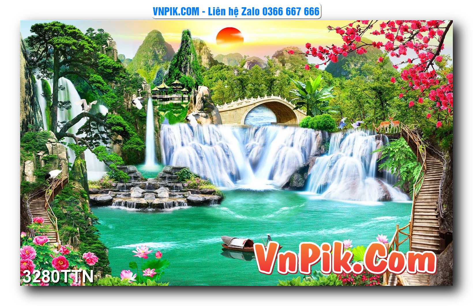 Tranh thác nước – Tranh phong thủy – Tranh treo tường mã 3280TTN