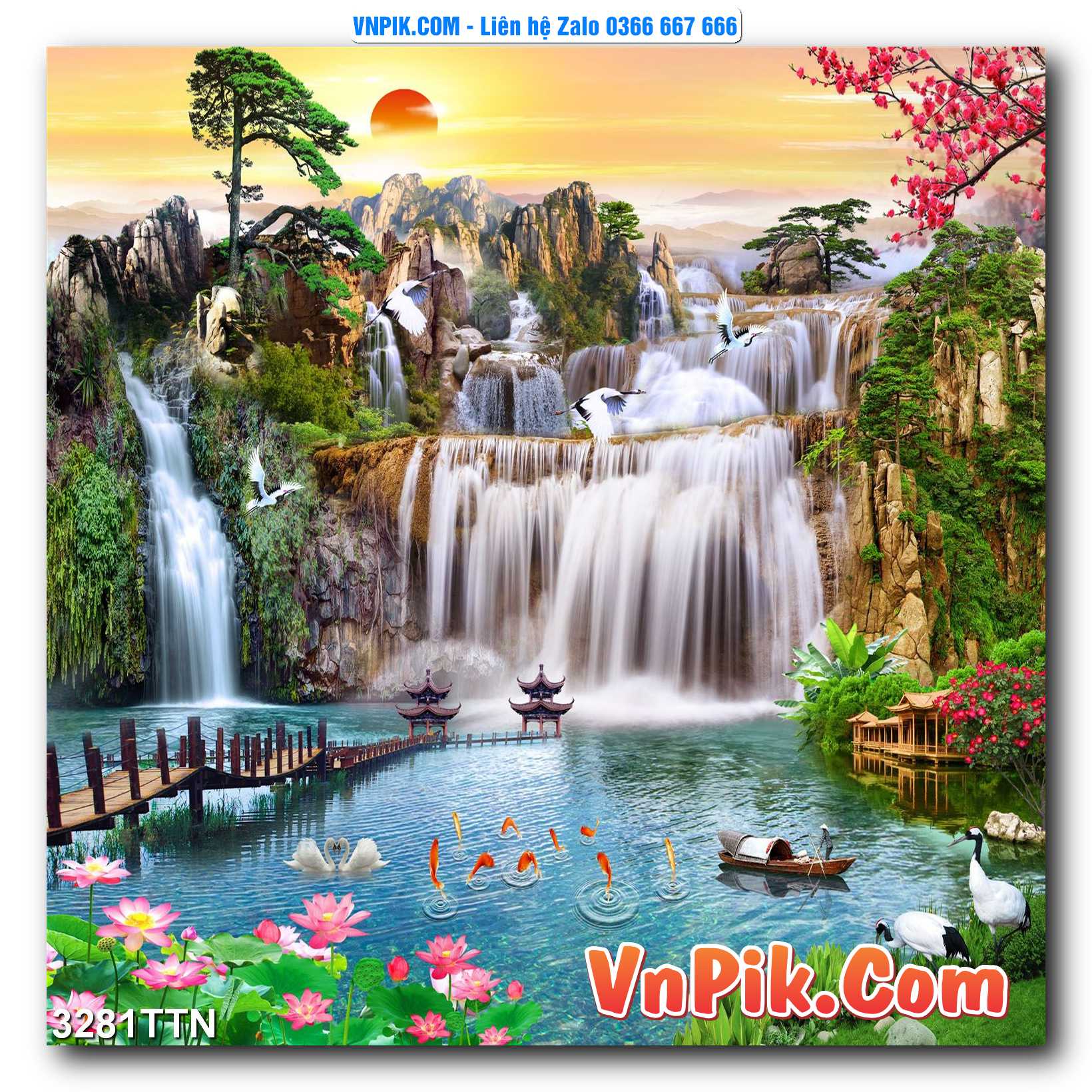Tranh thác nước – Tranh phong thủy – Tranh treo tường mã 3281TTN