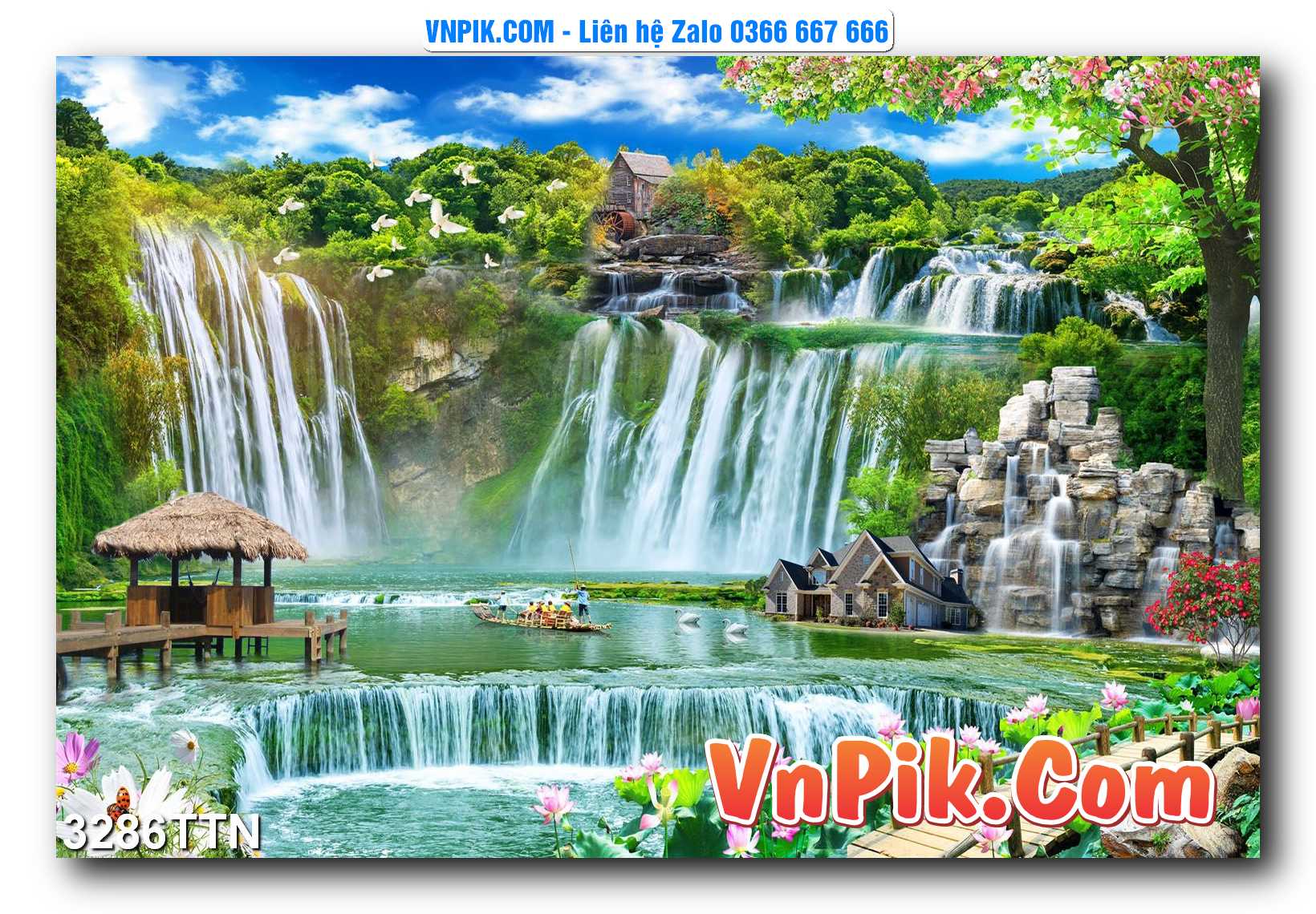 Tranh thác nước – Tranh phong thủy – Tranh treo tường mã 3286TTN