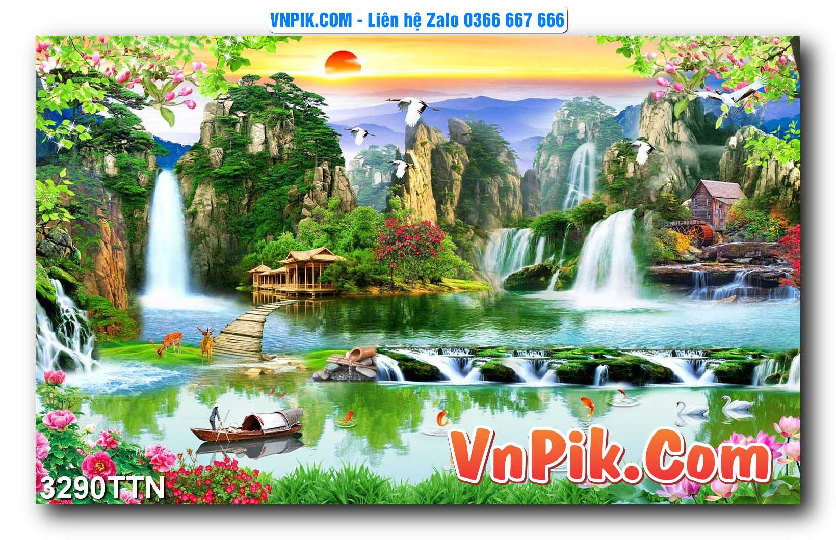 Tranh thác nước – Tranh phong thủy – Tranh treo tường mã 3290TTN