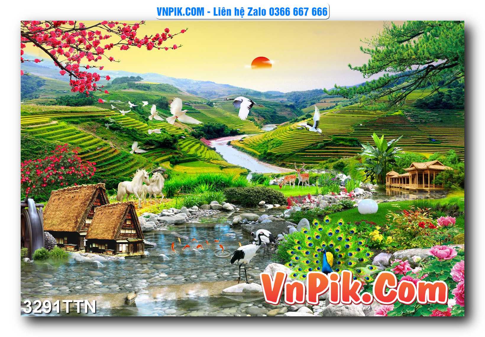 Tranh thác nước – Tranh phong thủy – Tranh treo tường mã 3291TTN