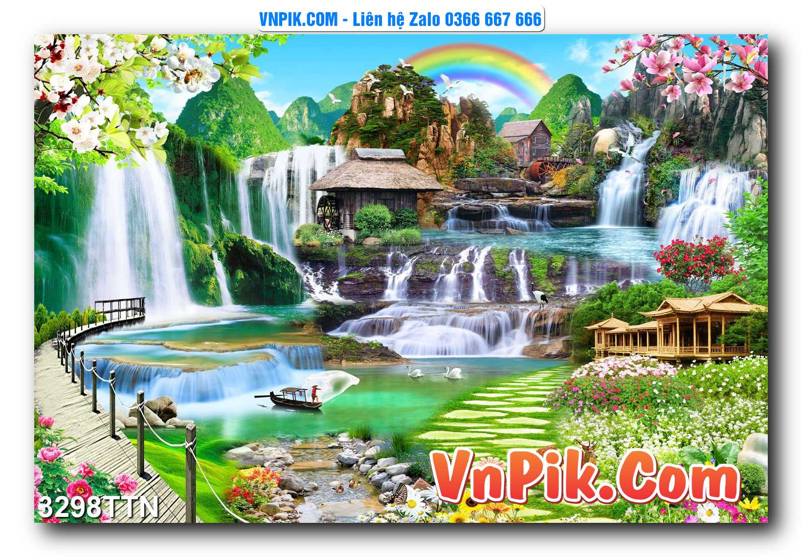Tranh thác nước – Tranh phong thủy – Tranh treo tường mã 3298TTN