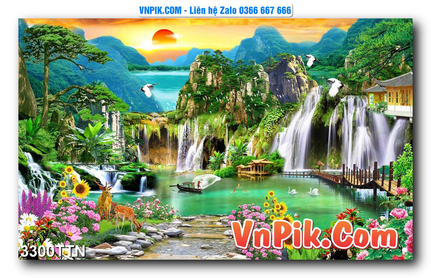 Tranh thác nước – Tranh phong thủy – Tranh treo tường mã 3300TTN