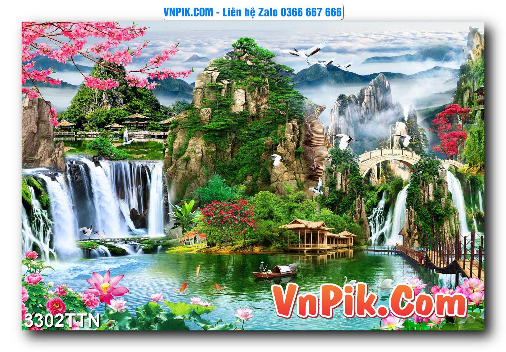 Tranh thác nước – Tranh phong thủy – Tranh treo tường mã 3302TTN