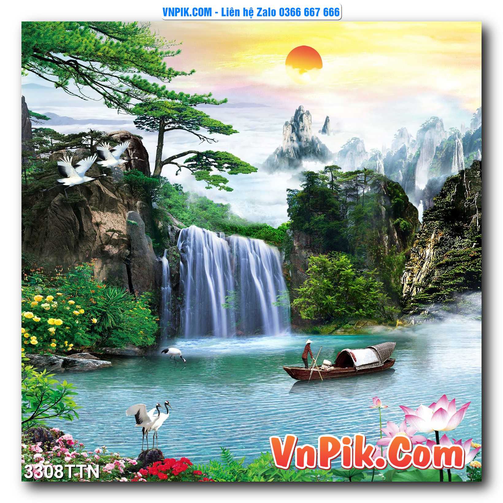 Tranh thác nước – Tranh phong thủy – Tranh treo tường mã 3308TTN