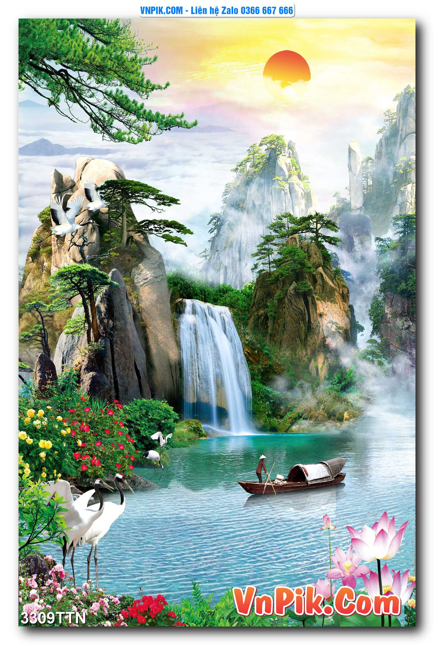 Tranh thác nước – Tranh phong thủy – Tranh treo tường mã 3309TTN