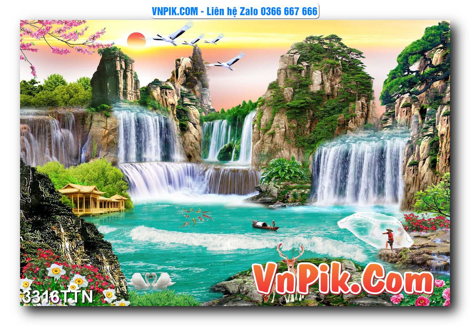 Tranh thác nước – Tranh phong thủy – Tranh treo tường mã 3316TTN
