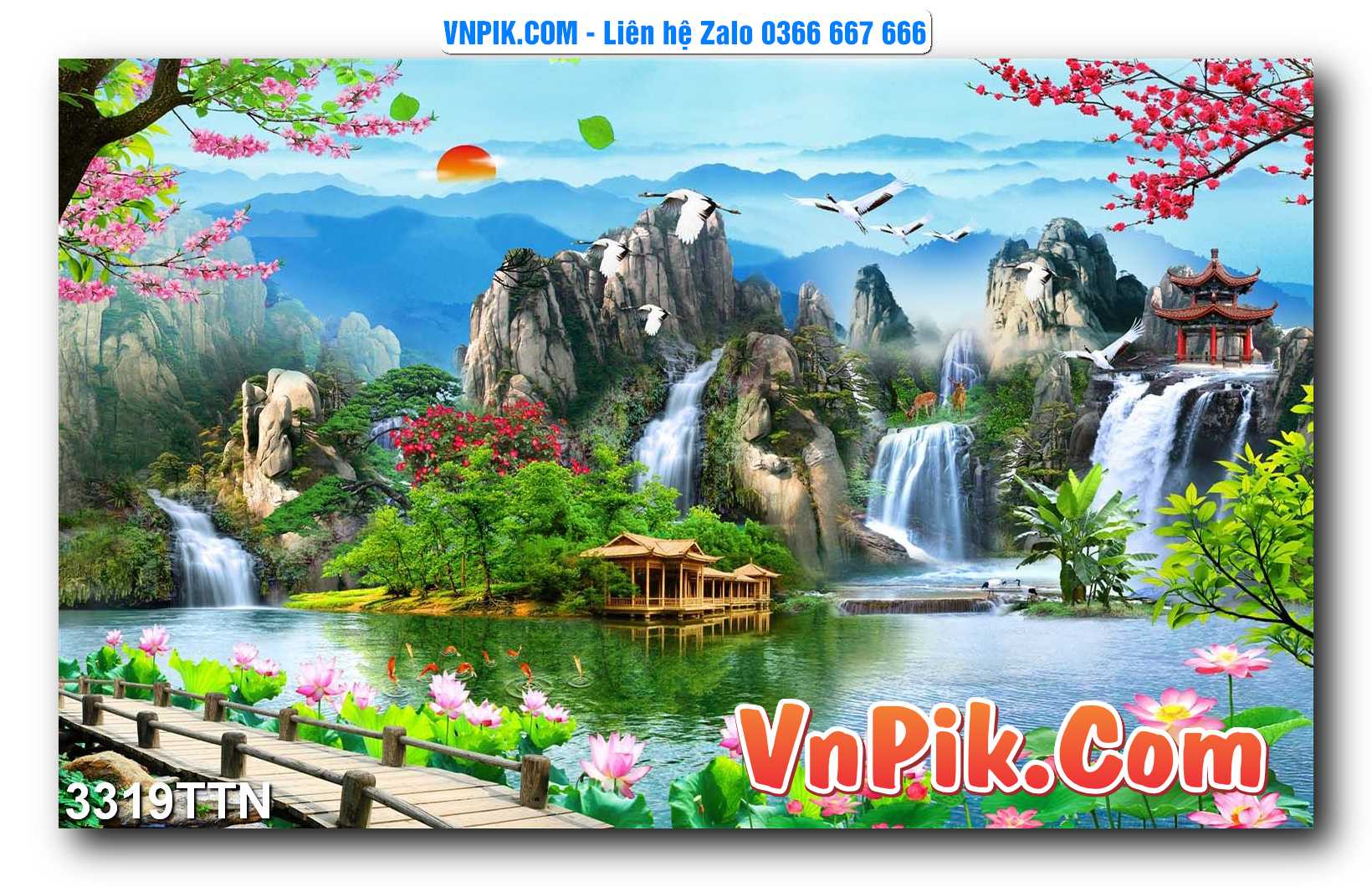 Tranh thác nước – Tranh phong thủy – Tranh treo tường mã 3319TTN