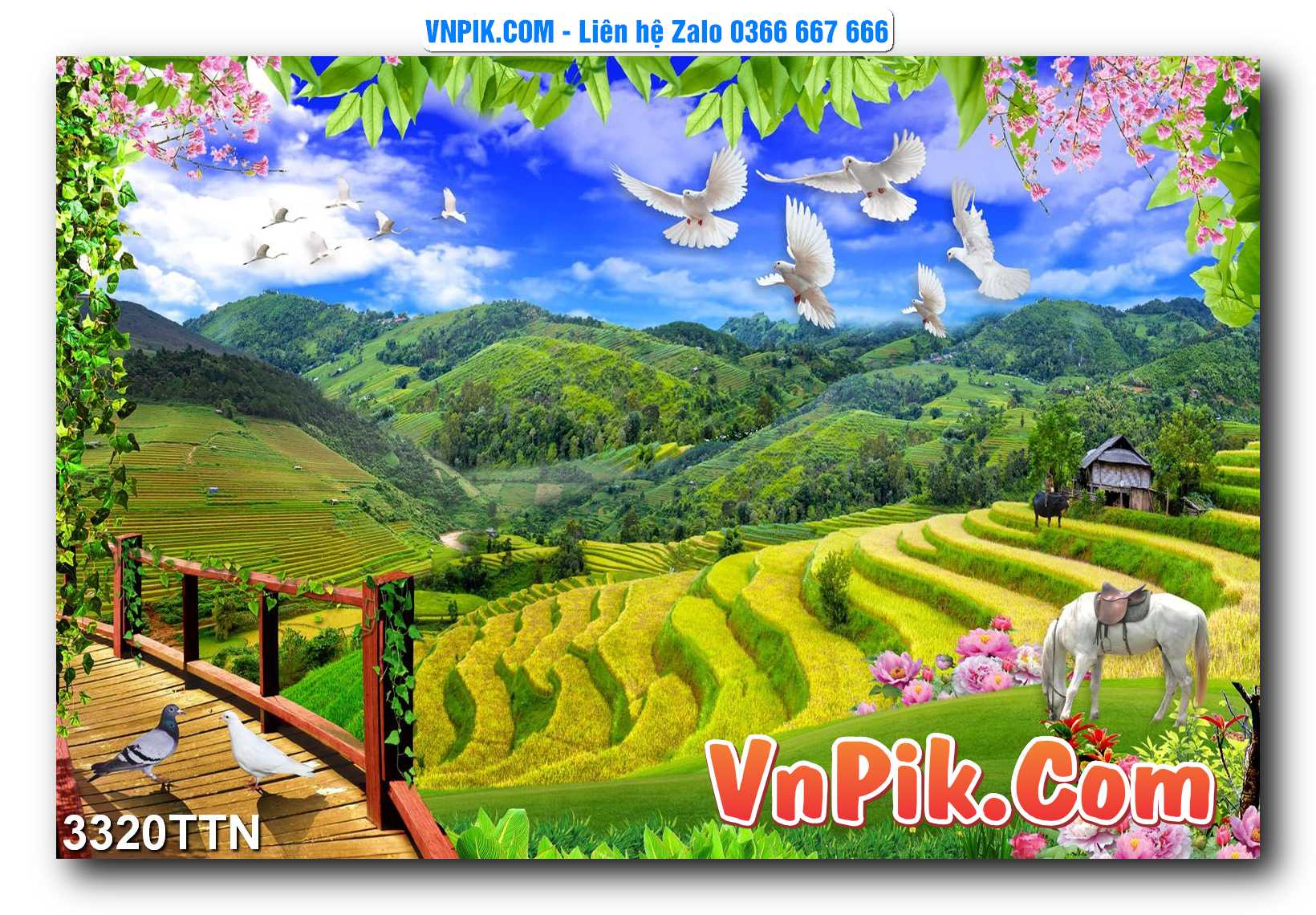 Tranh thác nước – Tranh phong thủy – Tranh treo tường mã 3320TTN