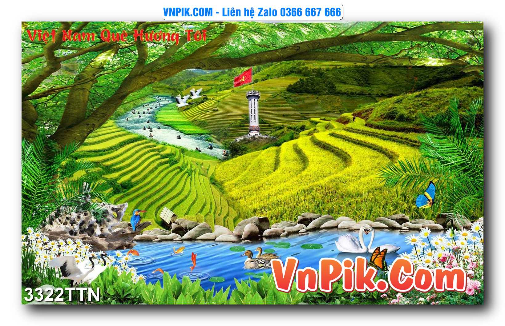 Tranh thác nước – Tranh phong thủy – Tranh treo tường mã 3322TTN