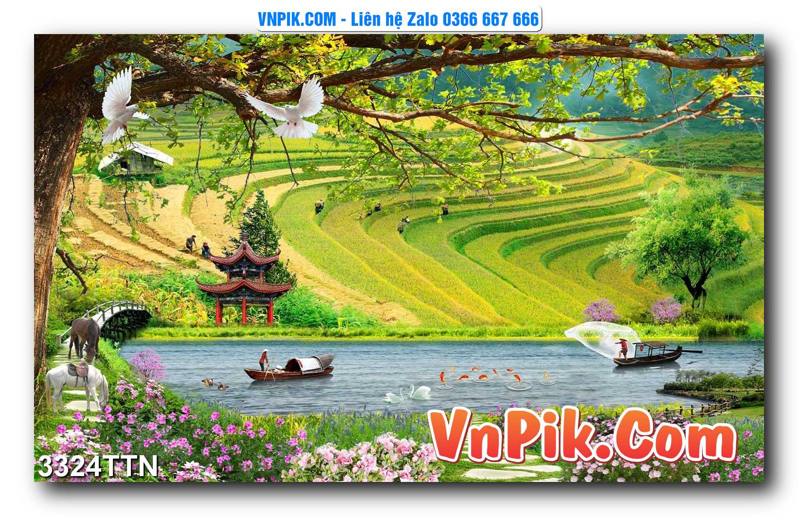 Tranh thác nước – Tranh phong thủy – Tranh treo tường mã 3324TTN