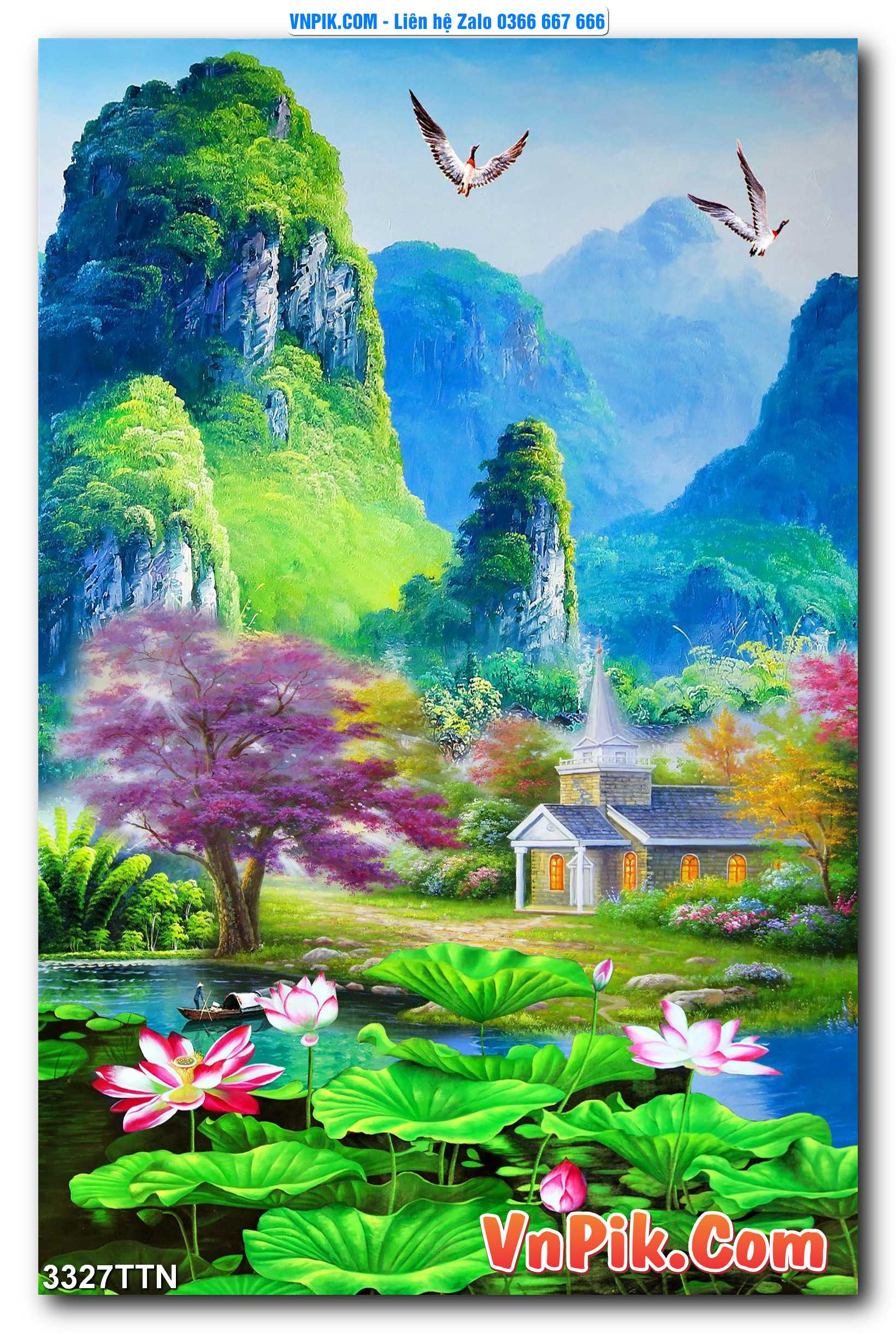 Tranh thác nước – Tranh phong thủy – Tranh treo tường mã 3327TTN