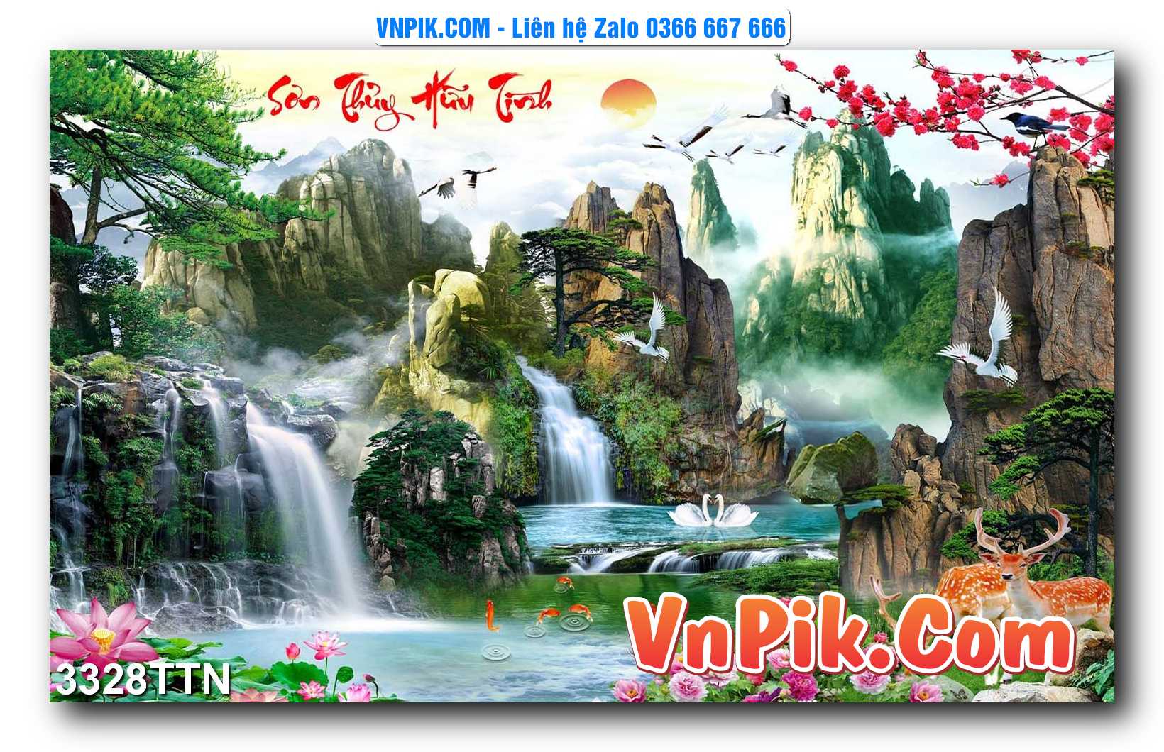 Tranh thác nước – Tranh phong thủy – Tranh treo tường mã 3328TTN