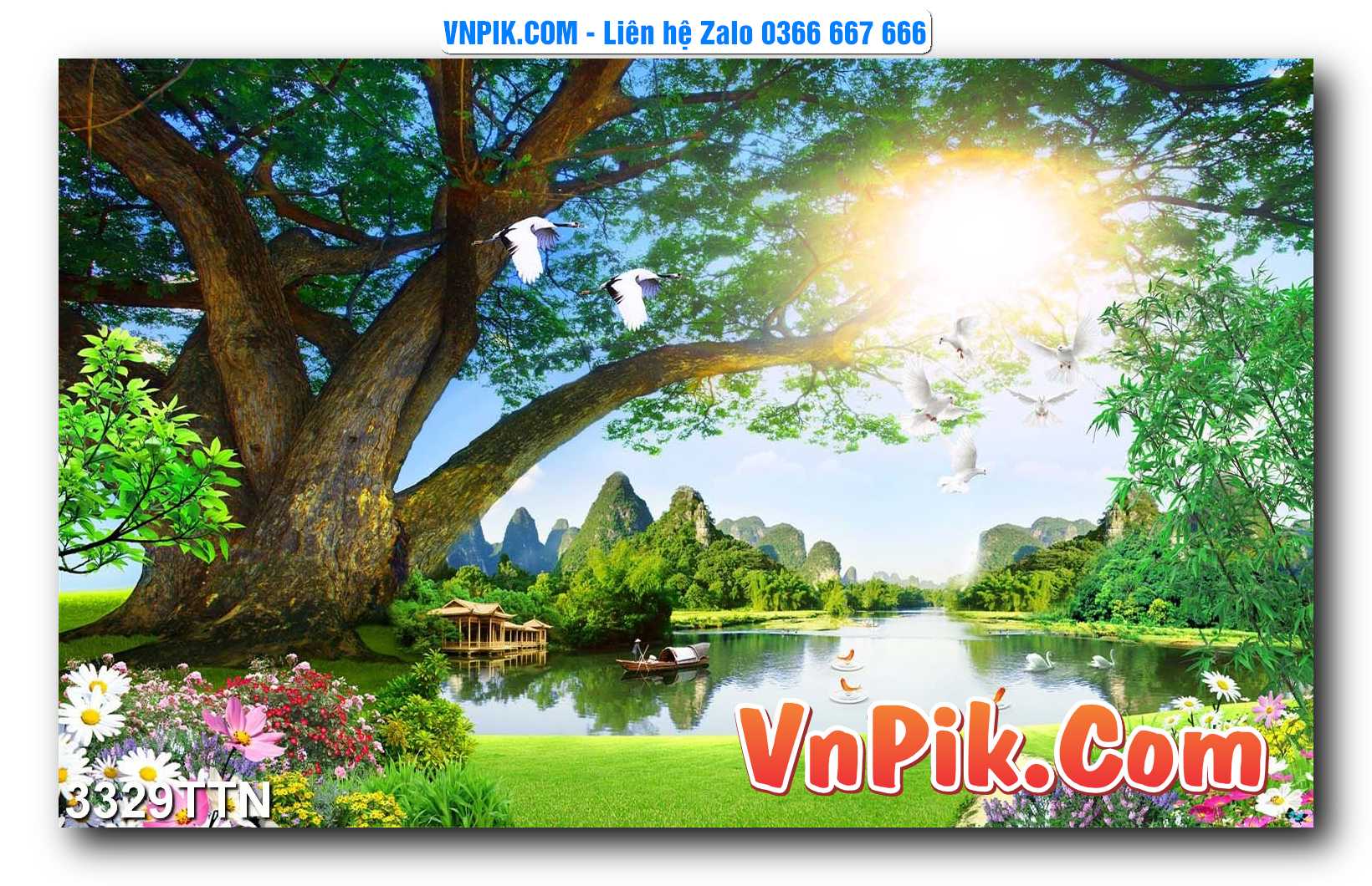 Tranh thác nước – Tranh phong thủy – Tranh treo tường mã 3329TTN