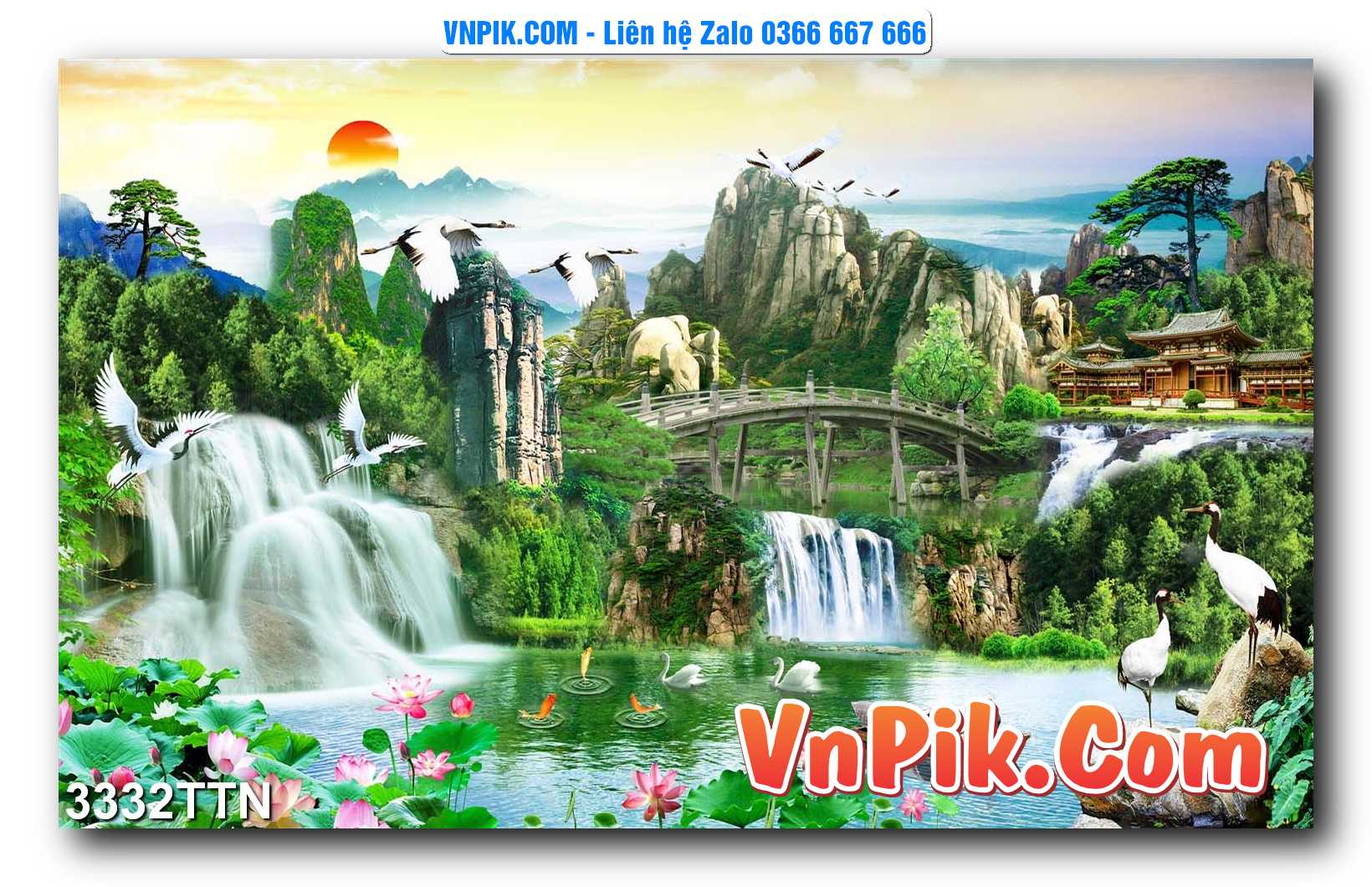 Tranh thác nước – Tranh phong thủy – Tranh treo tường mã 3332TTN
