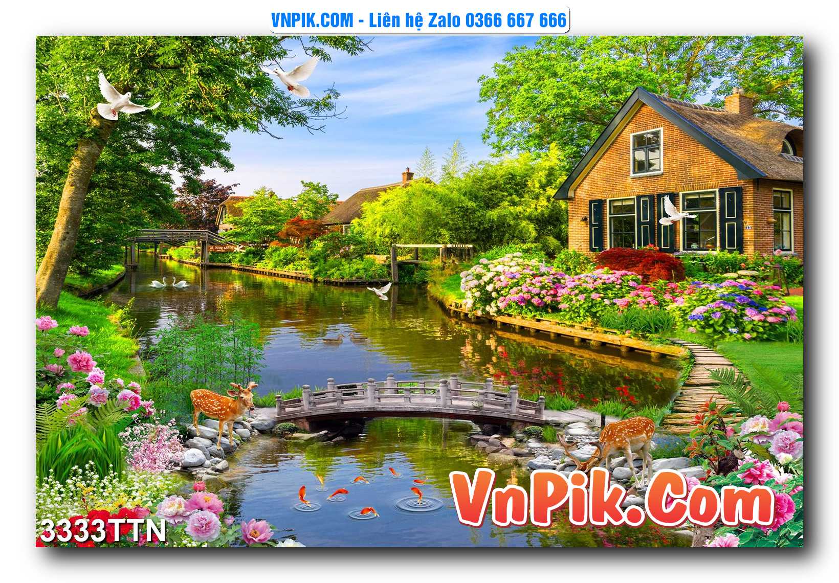 Tranh thác nước – Tranh phong thủy – Tranh treo tường mã 3333TTN