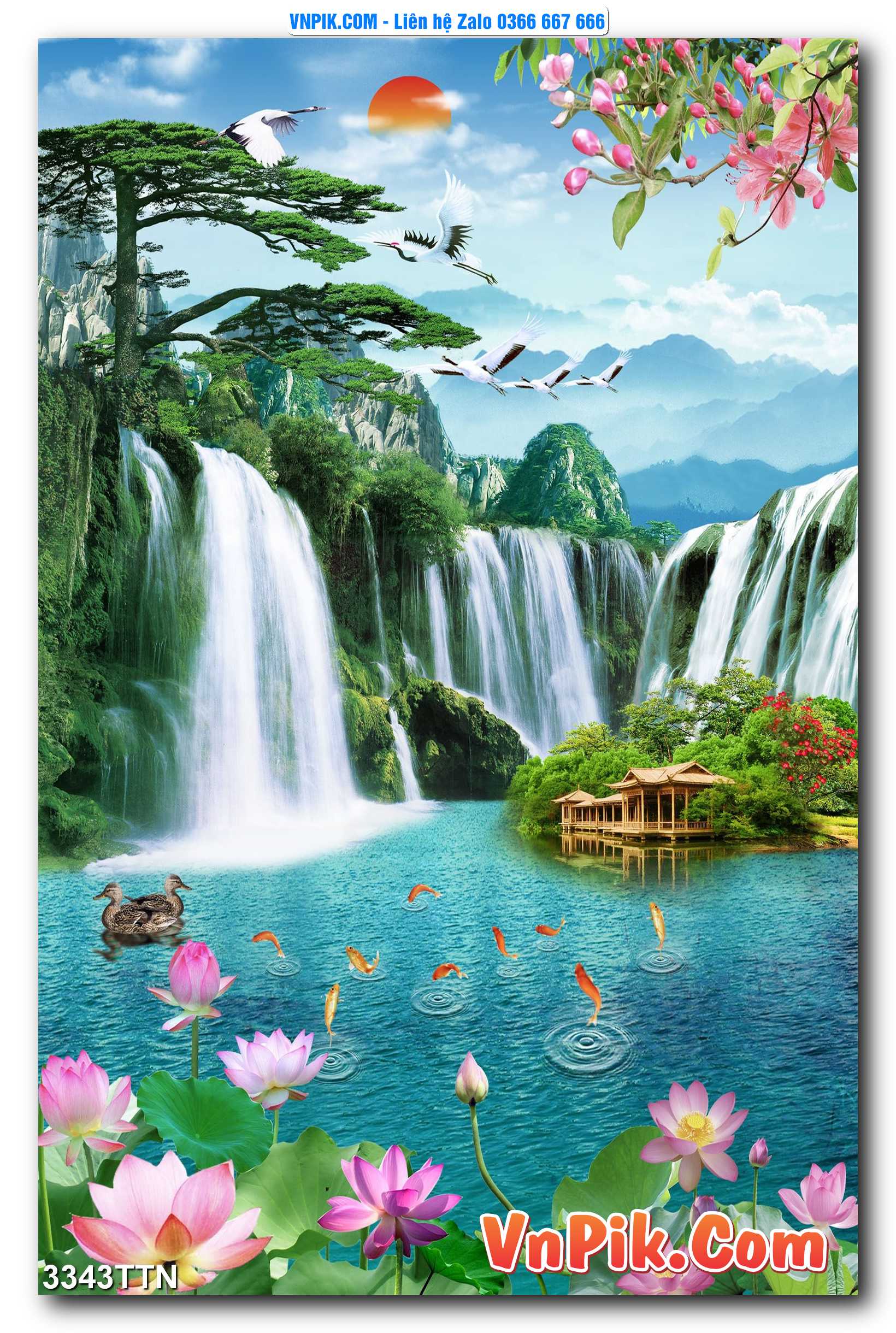 Tranh thác nước – Tranh phong thủy – Tranh treo tường mã 3343TTN