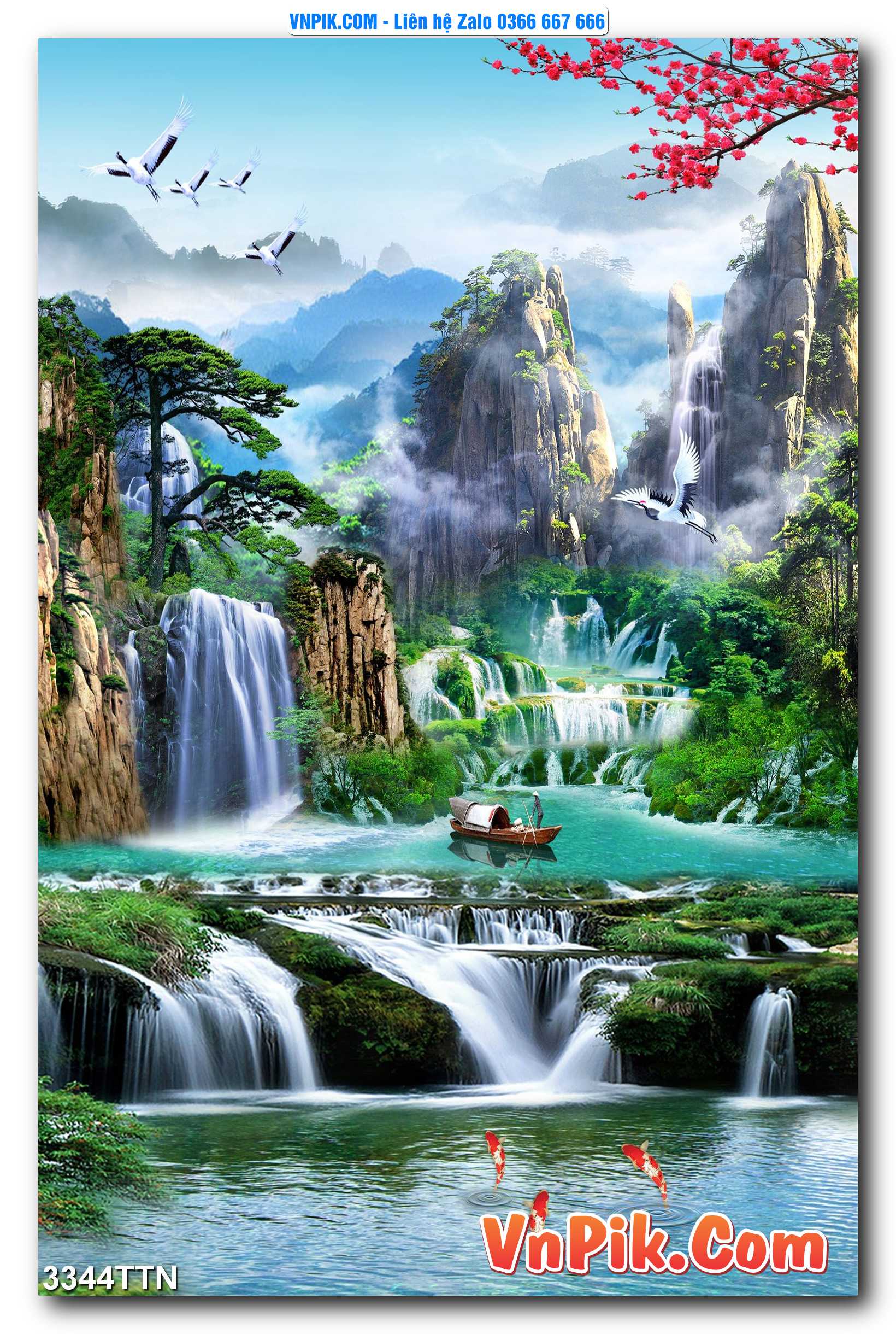 Tranh thác nước – Tranh phong thủy – Tranh treo tường mã 3344TTN