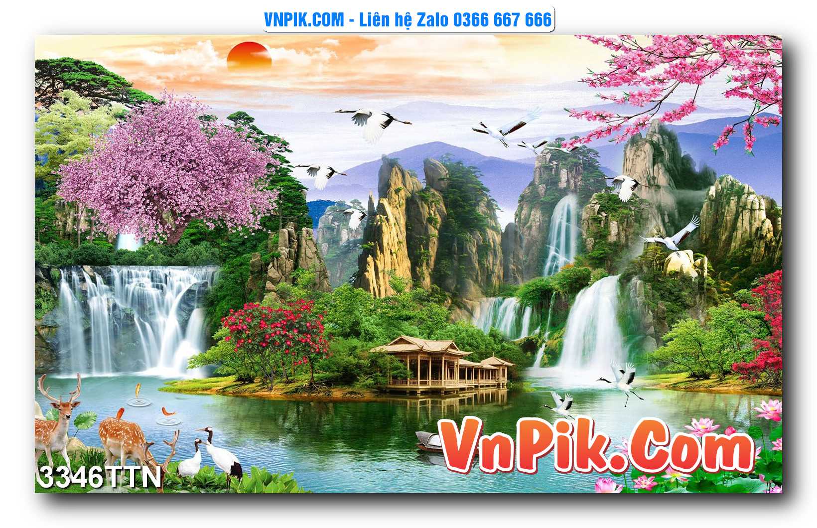 Tranh thác nước – Tranh phong thủy – Tranh treo tường mã 3346TTN