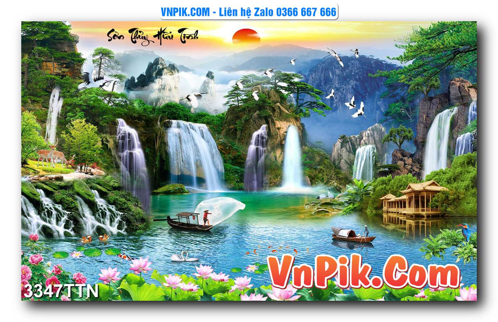 Tranh thác nước – Tranh phong thủy – Tranh treo tường mã 3347TTN