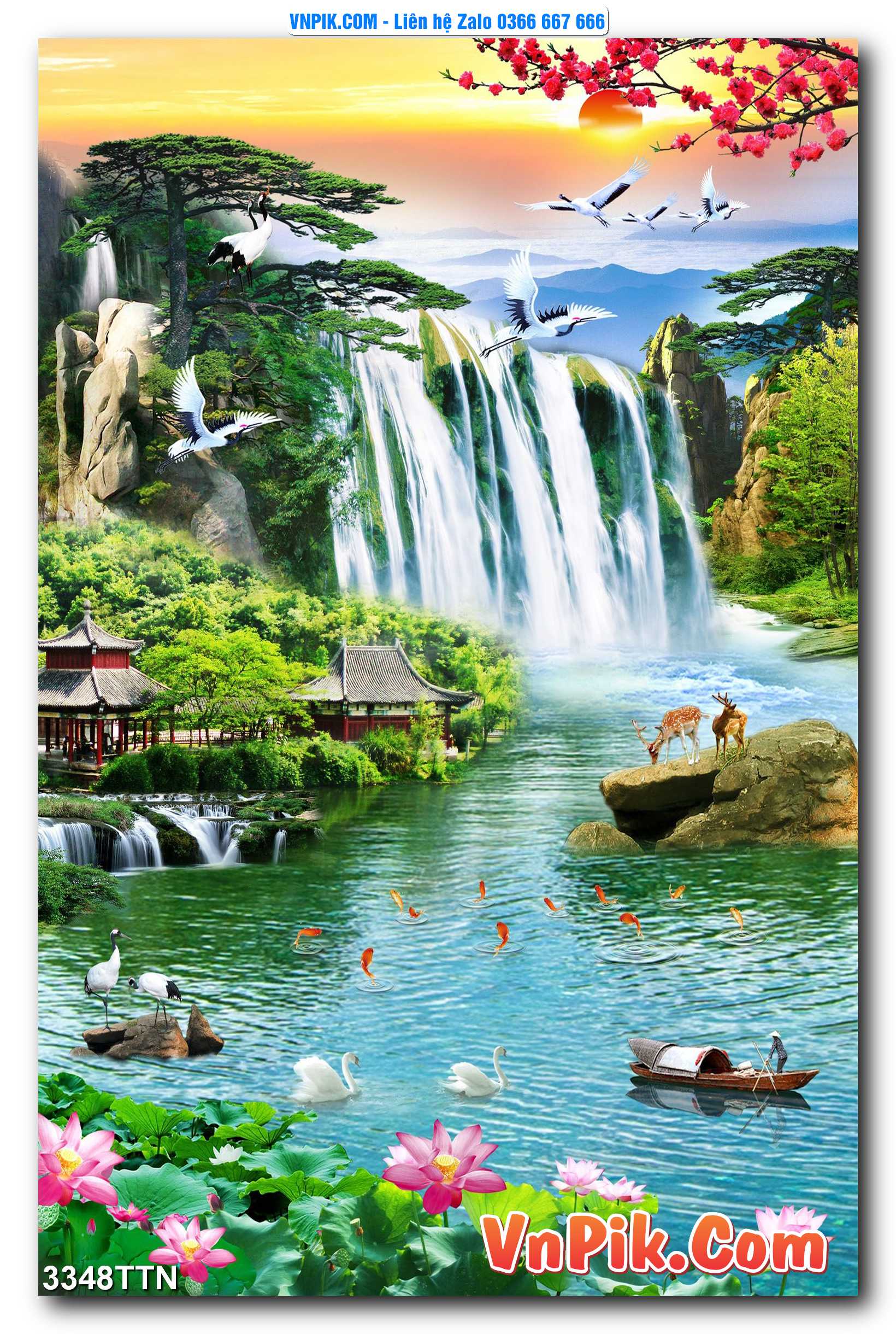 Tranh thác nước – Tranh phong thủy – Tranh treo tường mã 3348TTN