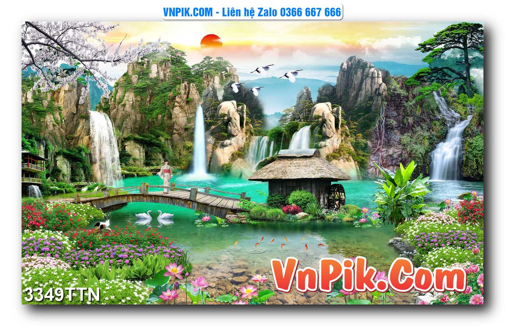 Tranh thác nước – Tranh phong thủy – Tranh treo tường mã 3349TTN