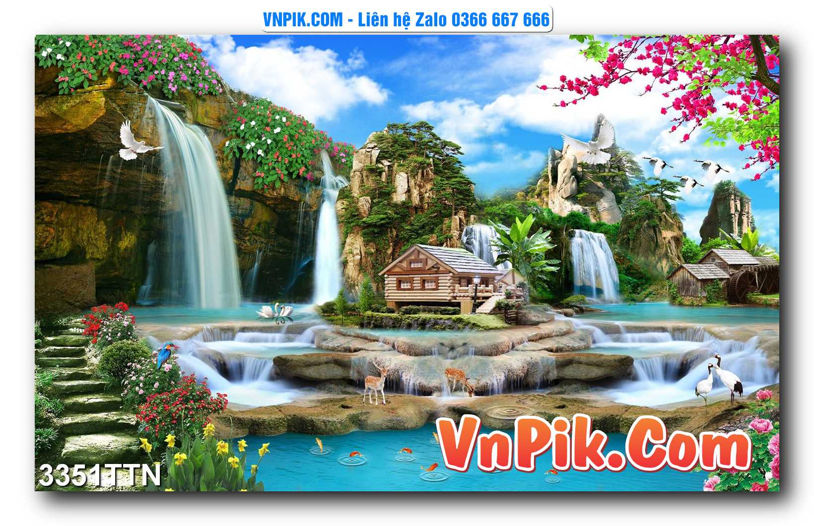 Tranh thác nước – Tranh phong thủy – Tranh treo tường mã 3351TTN