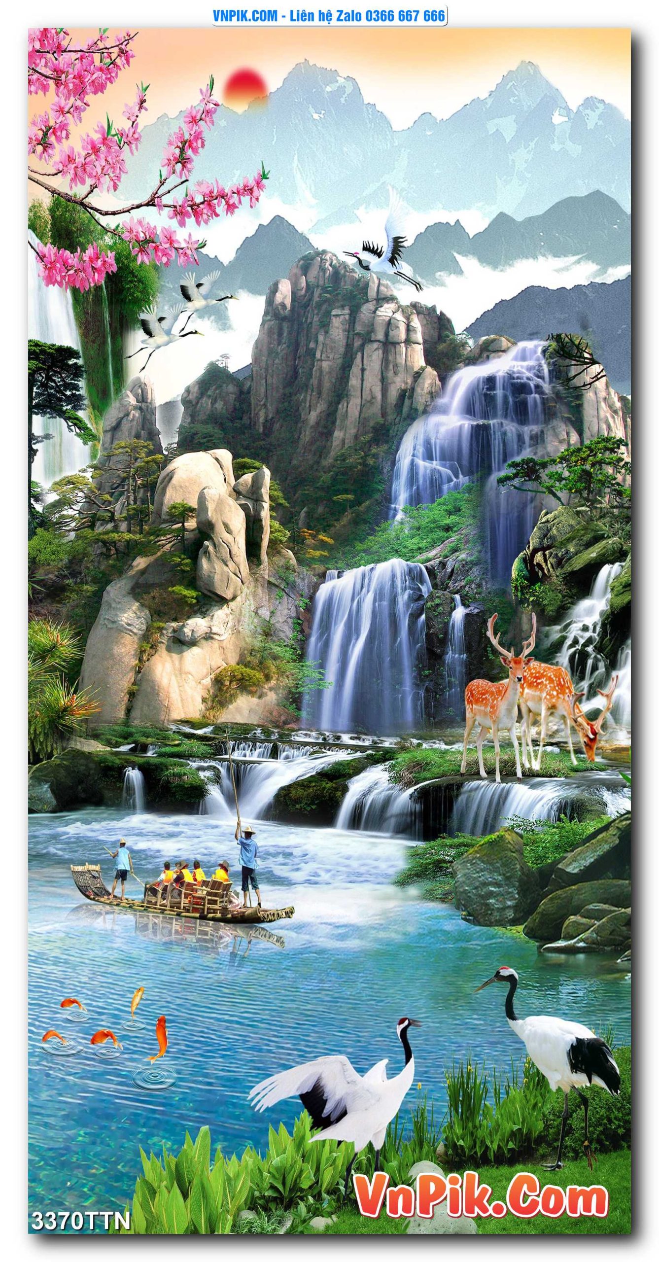 Tranh thác nước – Tranh phong thủy – Tranh treo tường mã 3370TTN
