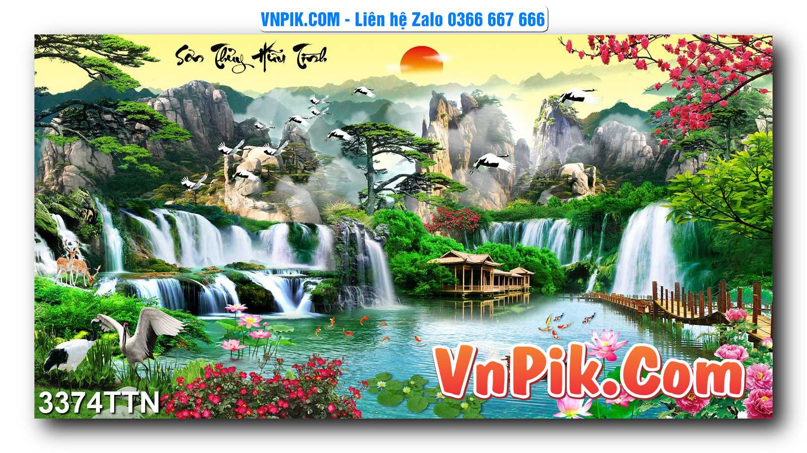 Tranh thác nước – Tranh phong thủy – Tranh treo tường mã 3374TTN