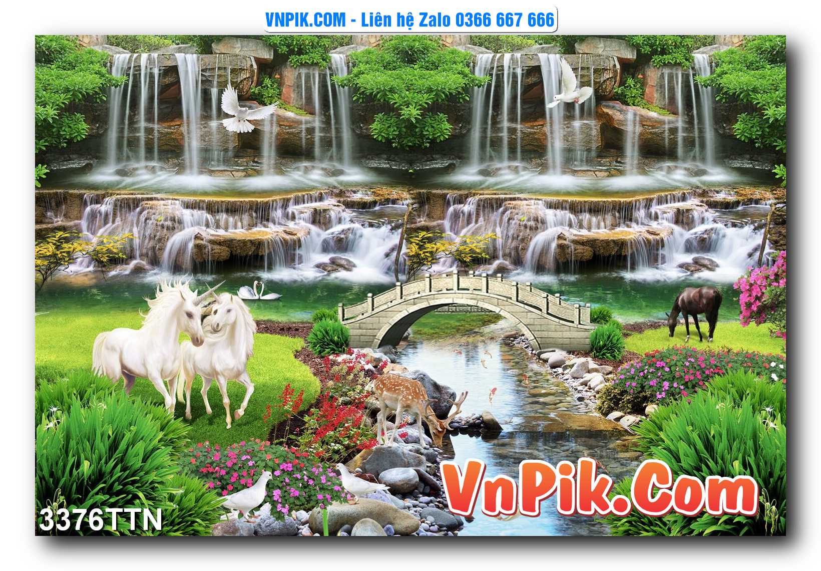 Tranh thác nước – Tranh phong thủy – Tranh treo tường mã 3376TTN