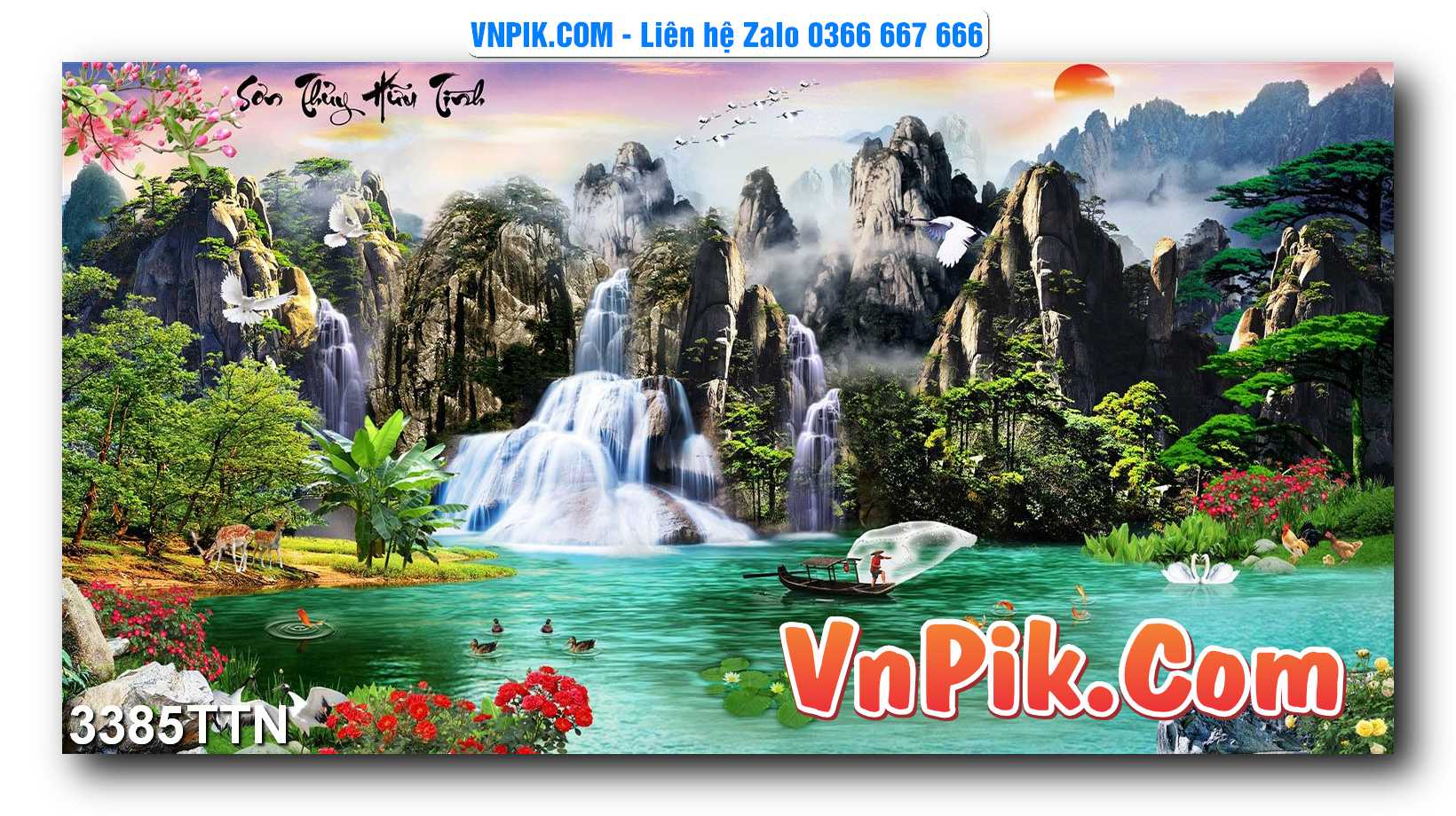 Tranh thác nước – Tranh phong thủy – Tranh treo tường mã 3385TTN
