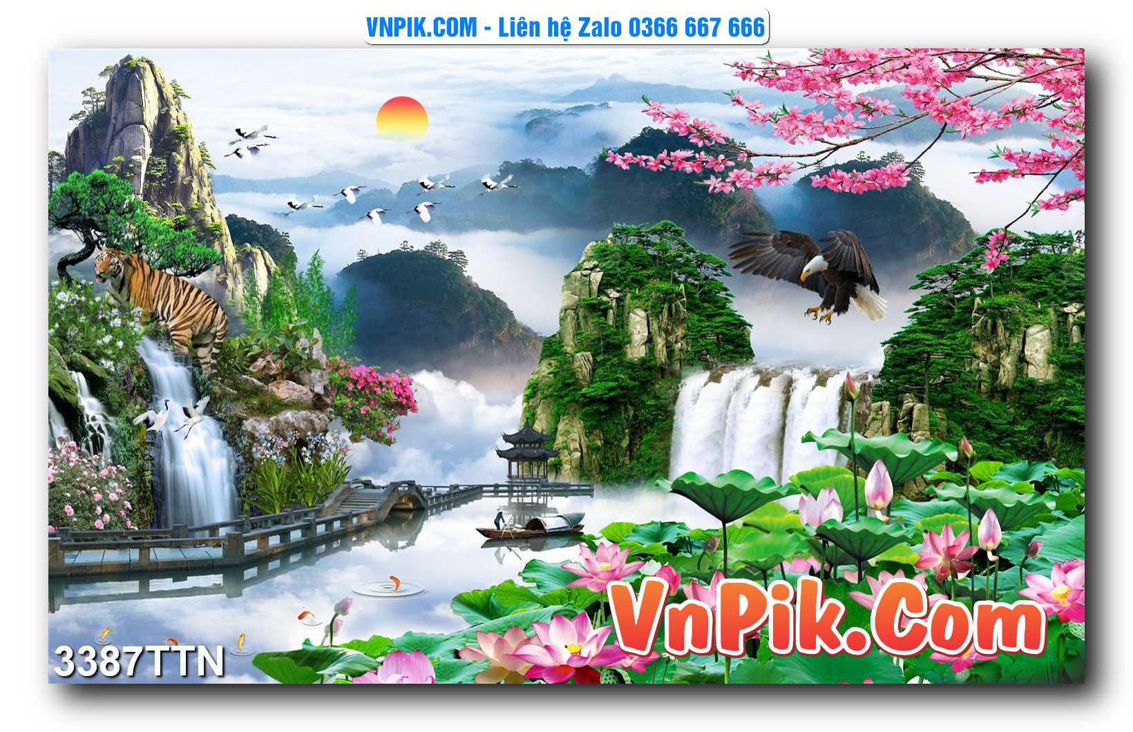 Tranh thác nước – Tranh phong thủy – Tranh treo tường mã 3387TTN