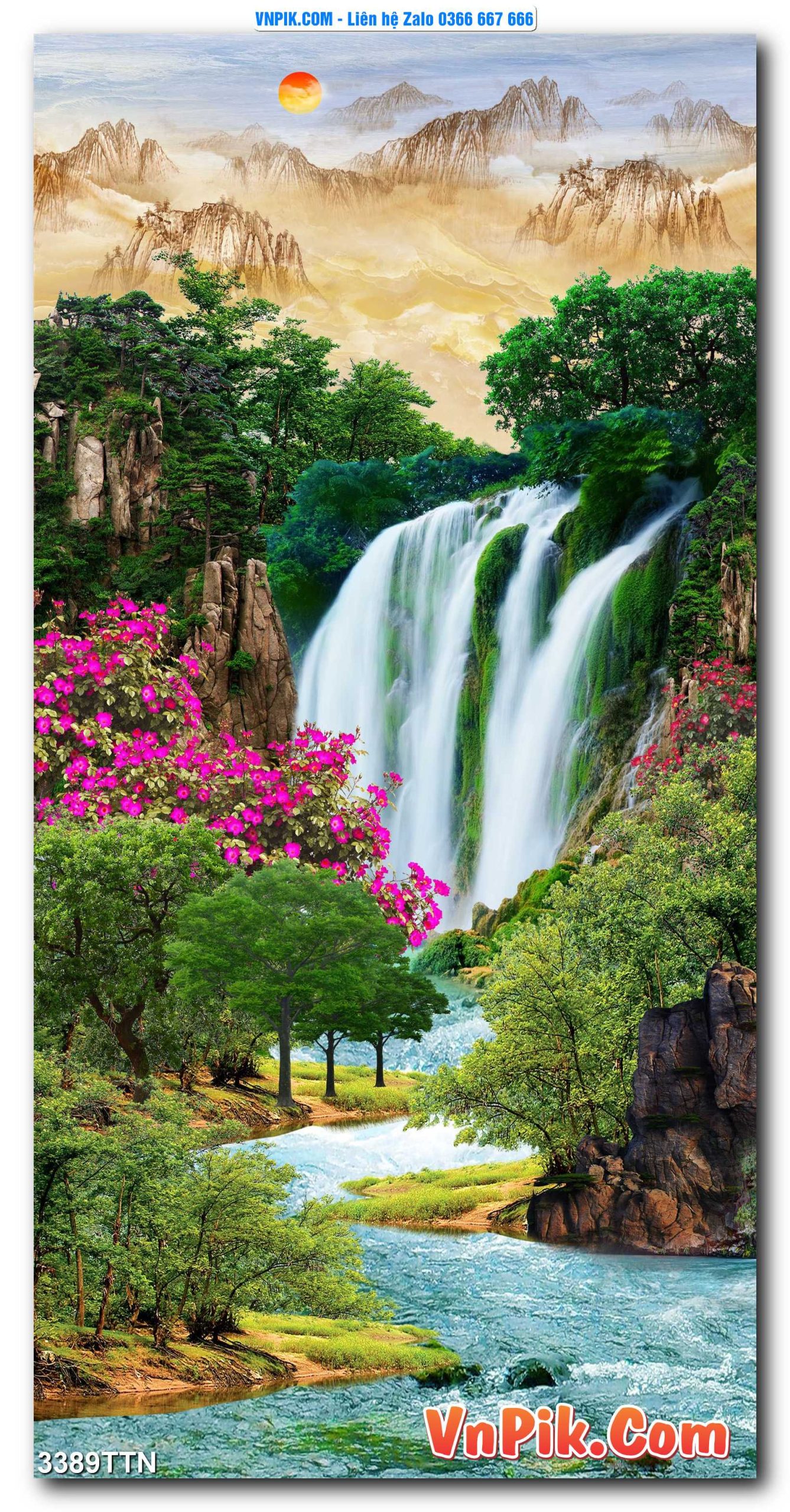 Tranh thác nước – Tranh phong thủy – Tranh treo tường mã 3389TTN