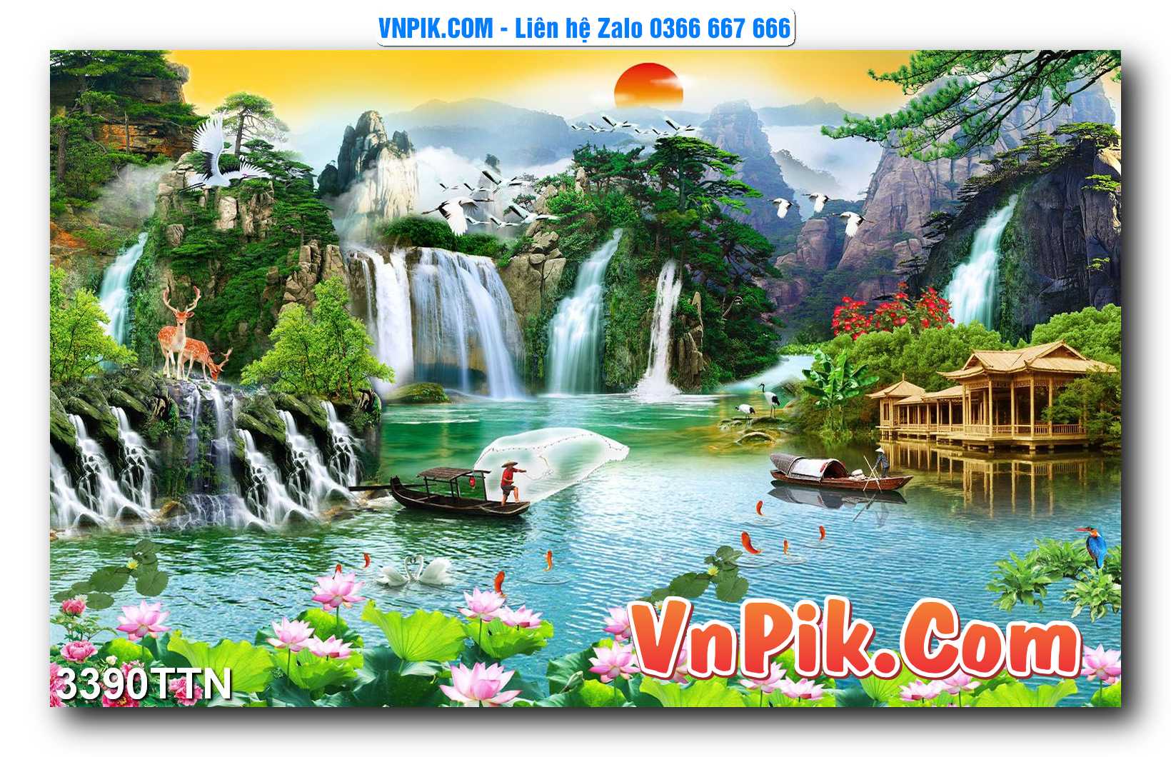 Tranh thác nước – Tranh phong thủy – Tranh treo tường mã 3390TTN