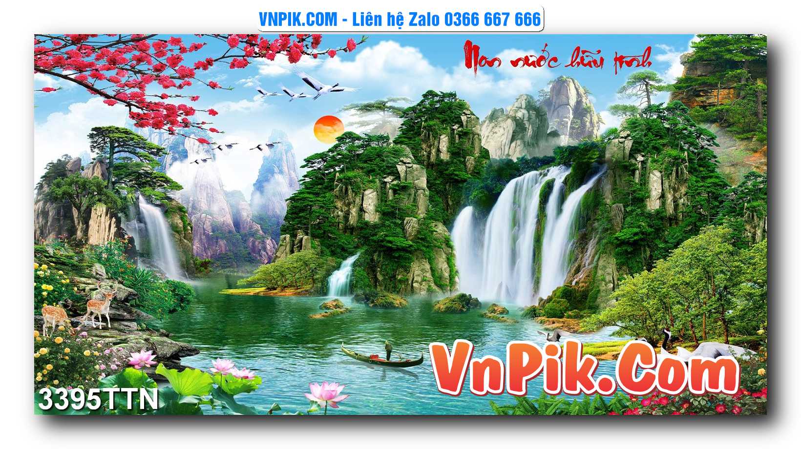 Tranh thác nước – Tranh phong thủy – Tranh treo tường mã 3395TTN