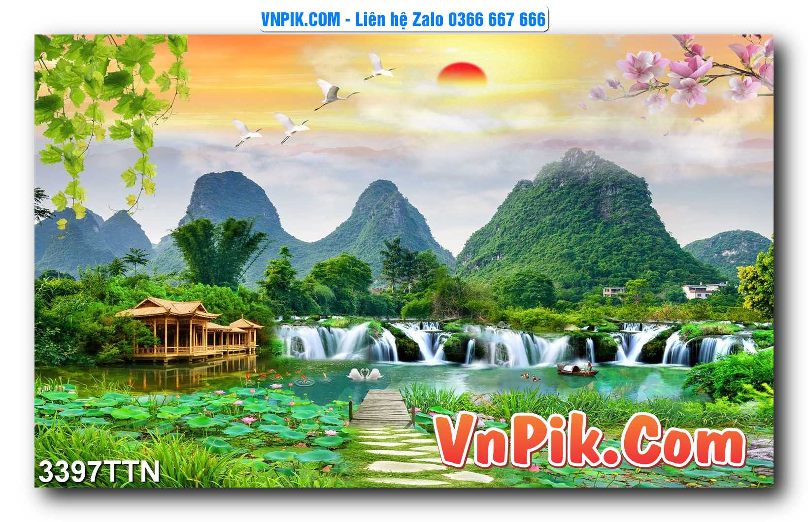 Tranh thác nước – Tranh phong thủy – Tranh treo tường mã 3397TTN