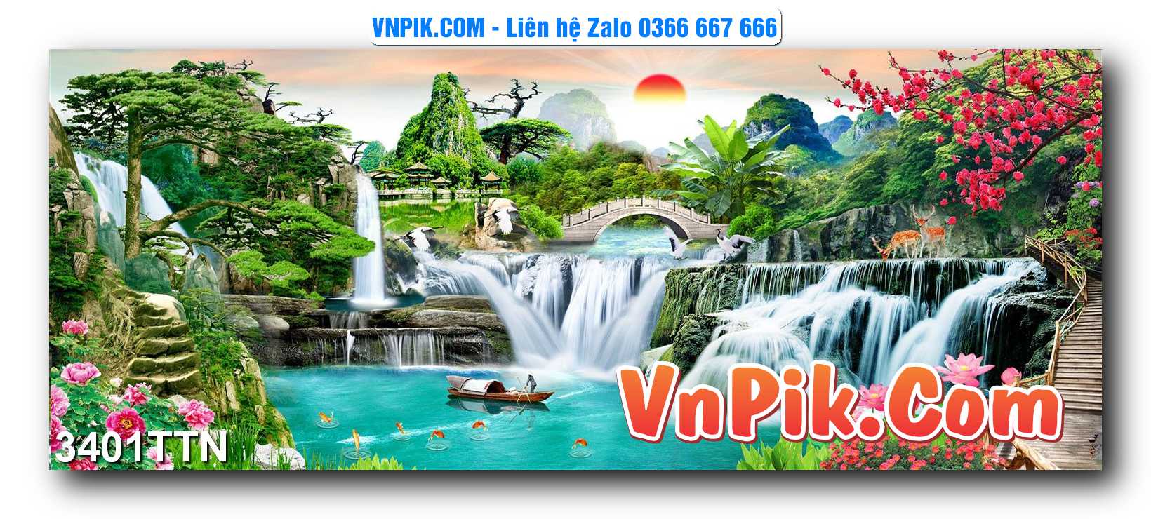 Tranh thác nước – Tranh phong thủy – Tranh treo tường mã 3401TTN