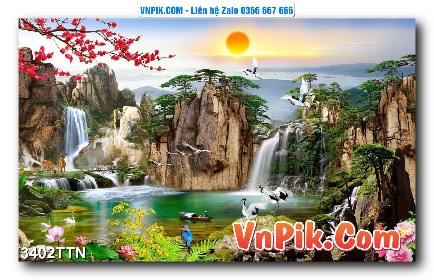 Tranh thác nước – Tranh phong thủy – Tranh treo tường mã 3402TTN