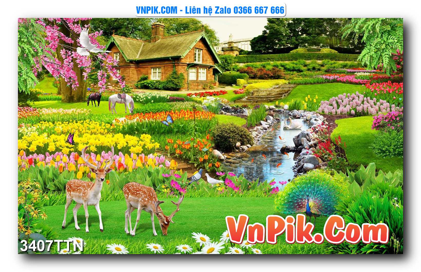 Tranh thác nước – Tranh phong thủy – Tranh treo tường mã 3407TTN