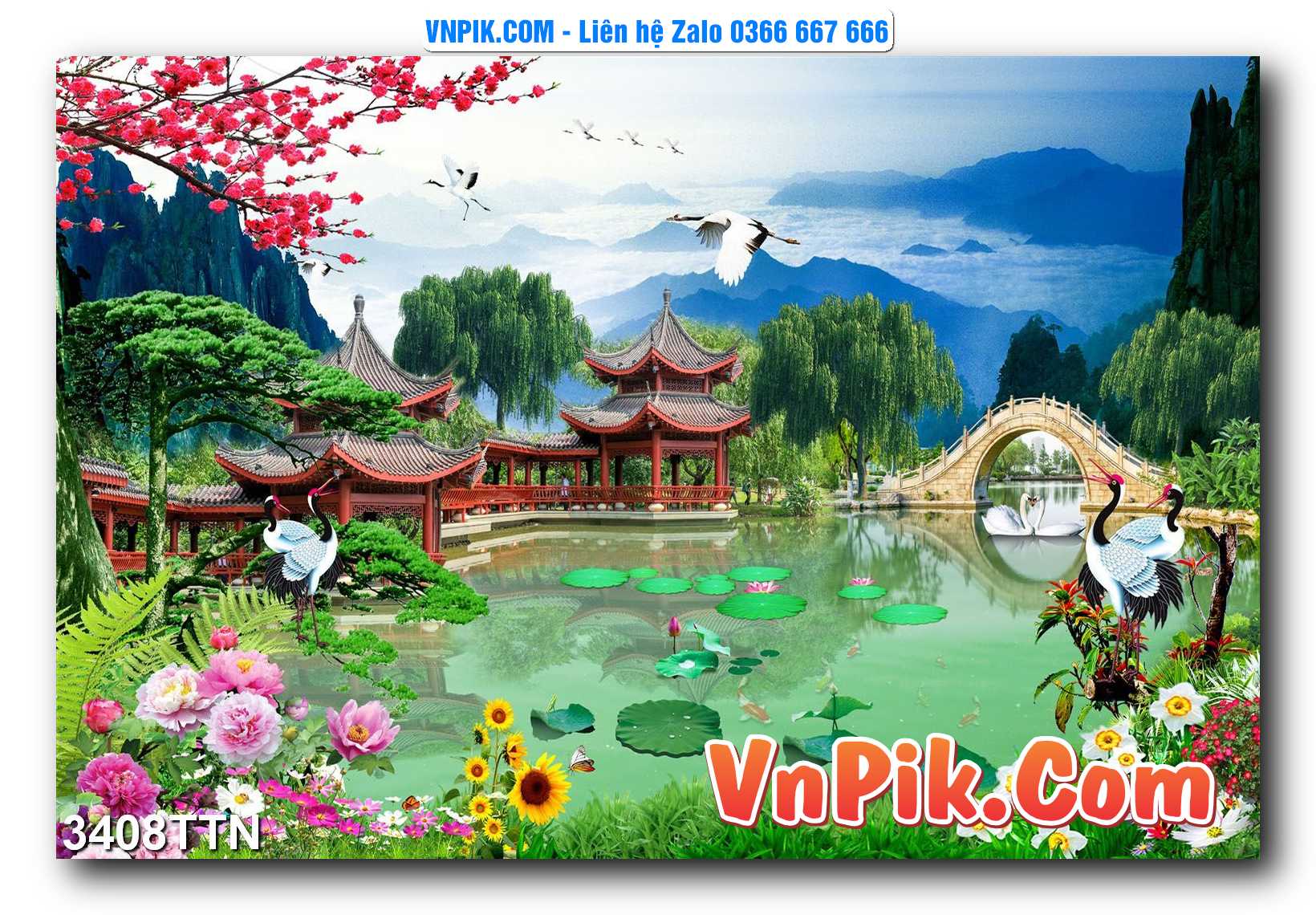 Tranh thác nước – Tranh phong thủy – Tranh treo tường mã 3408TTN