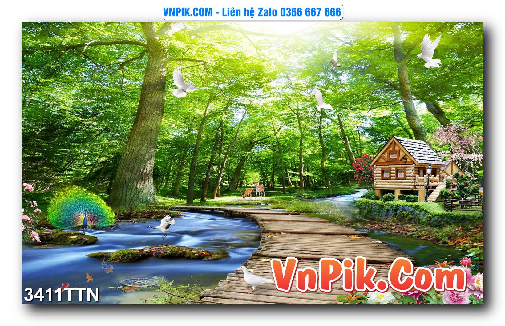 Tranh thác nước – Tranh phong thủy – Tranh treo tường mã 3411TTN