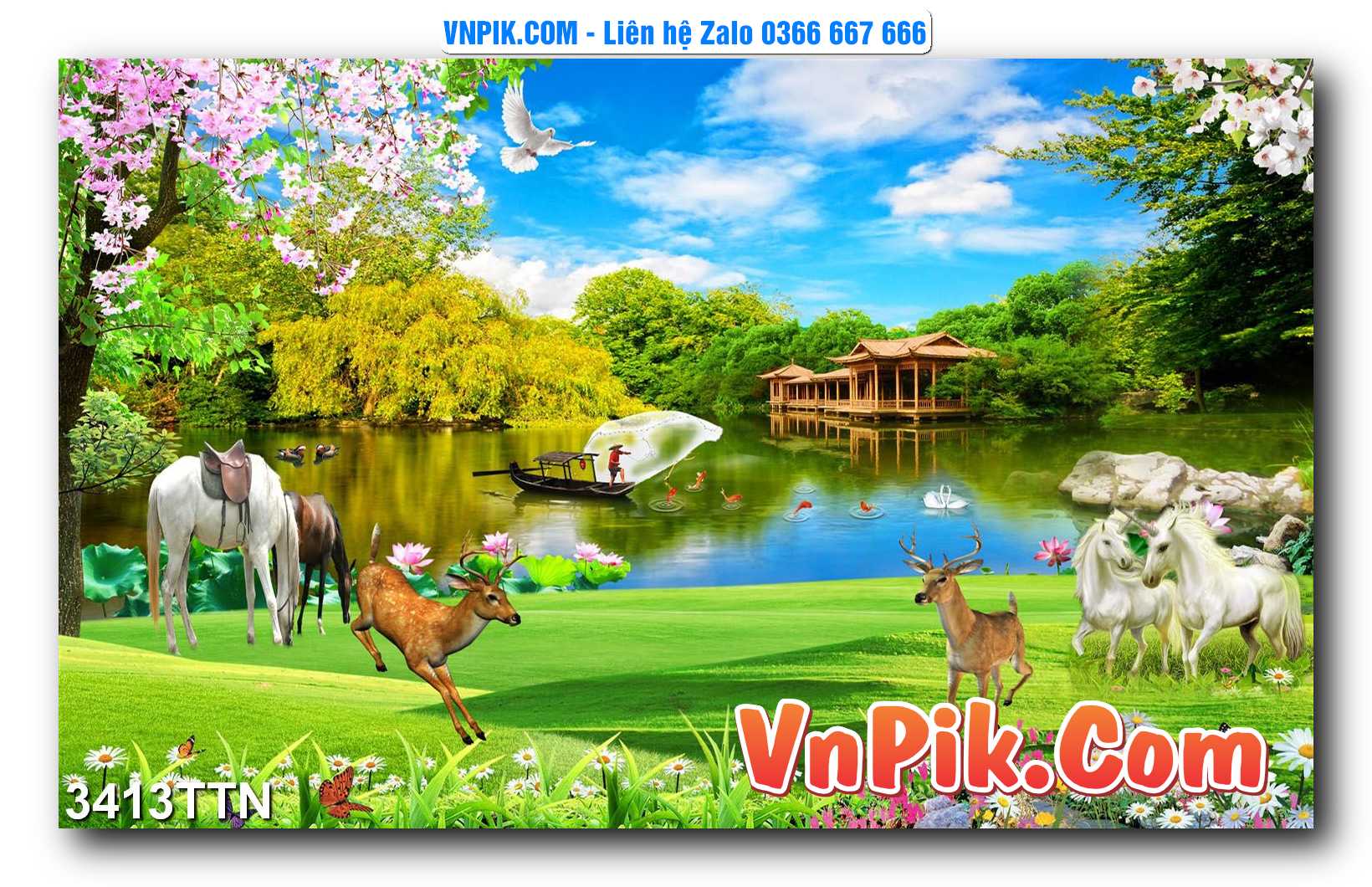 Tranh thác nước – Tranh phong thủy – Tranh treo tường mã 3413TTN