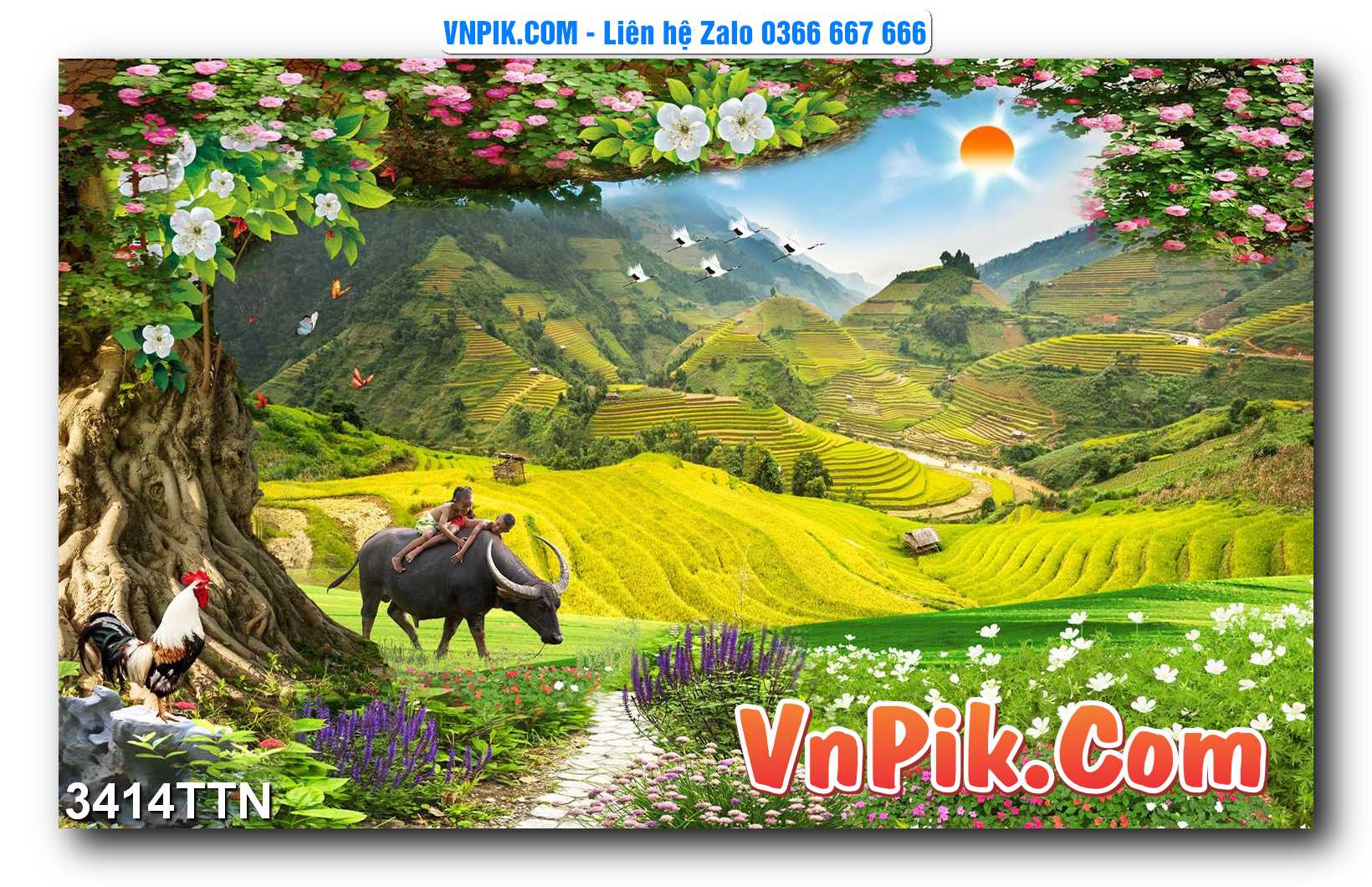 Tranh thác nước – Tranh phong thủy – Tranh treo tường mã 3414TTN
