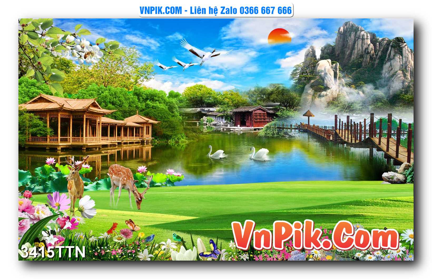 Tranh thác nước – Tranh phong thủy – Tranh treo tường mã 3415TTN