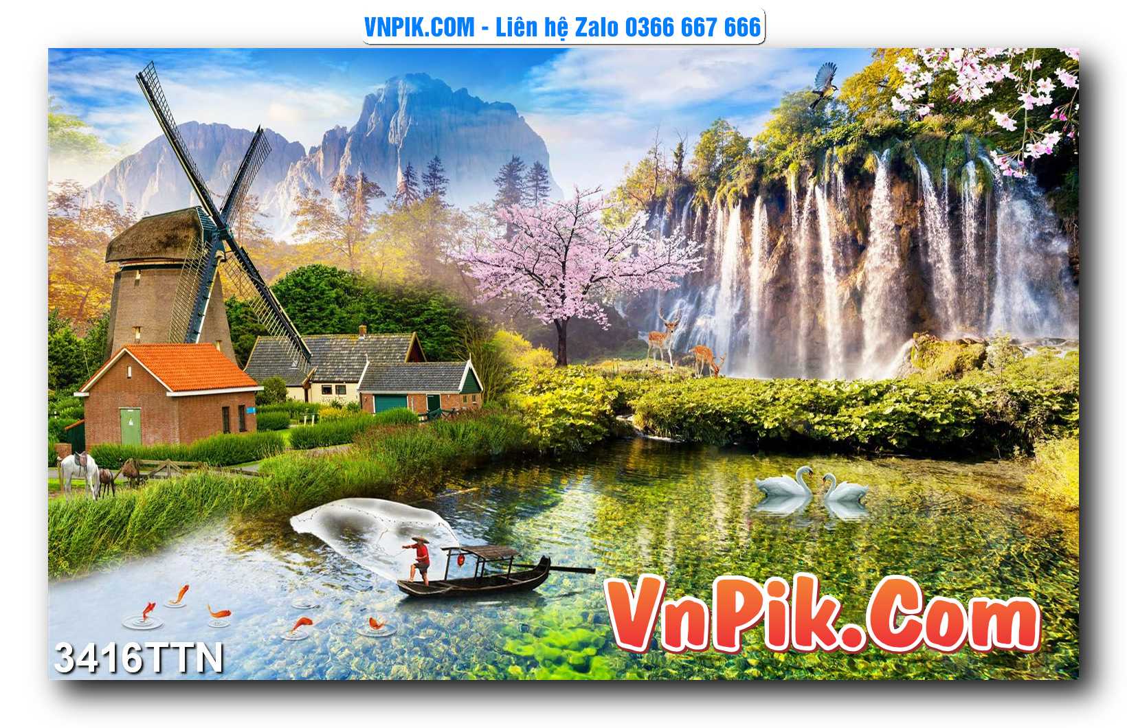 Tranh thác nước – Tranh phong thủy – Tranh treo tường mã 3416TTN