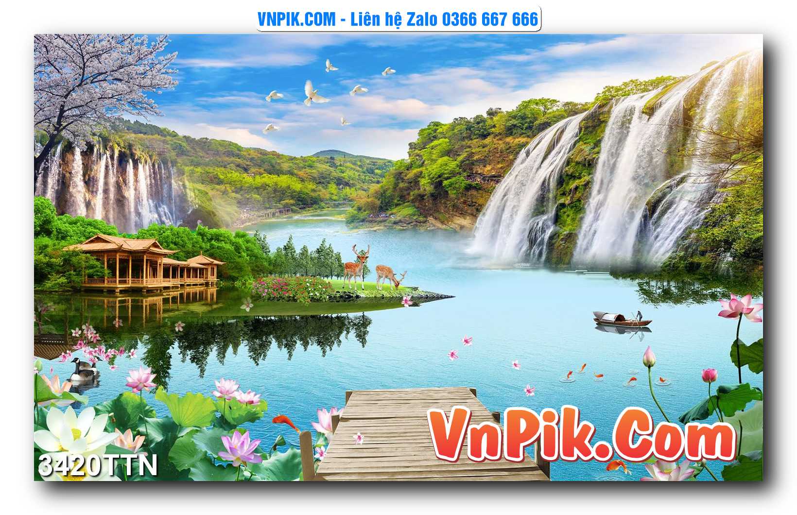 Tranh thác nước – Tranh phong thủy – Tranh treo tường mã 3420TTN
