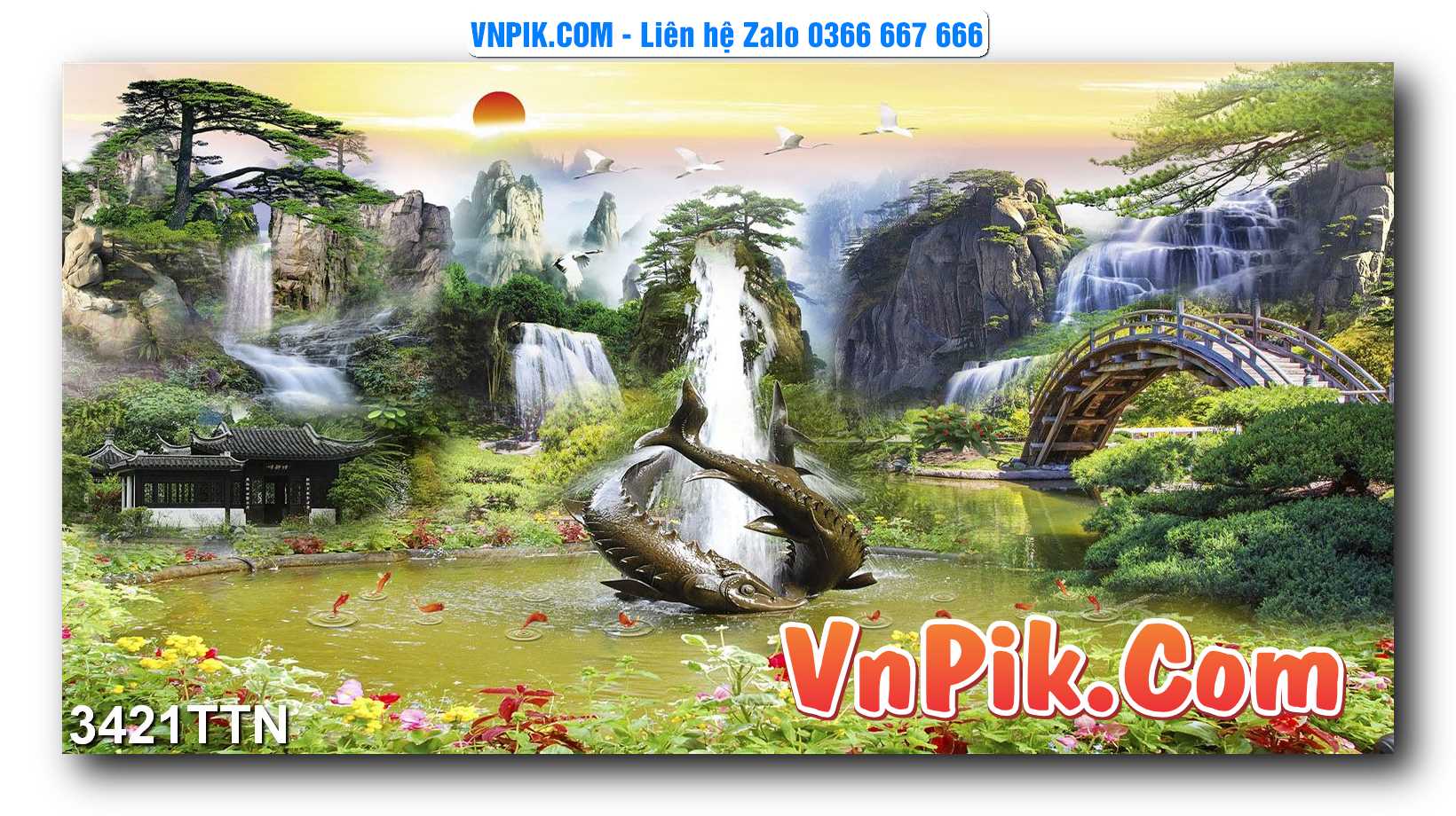 Tranh thác nước – Tranh phong thủy – Tranh treo tường mã 3421TTN