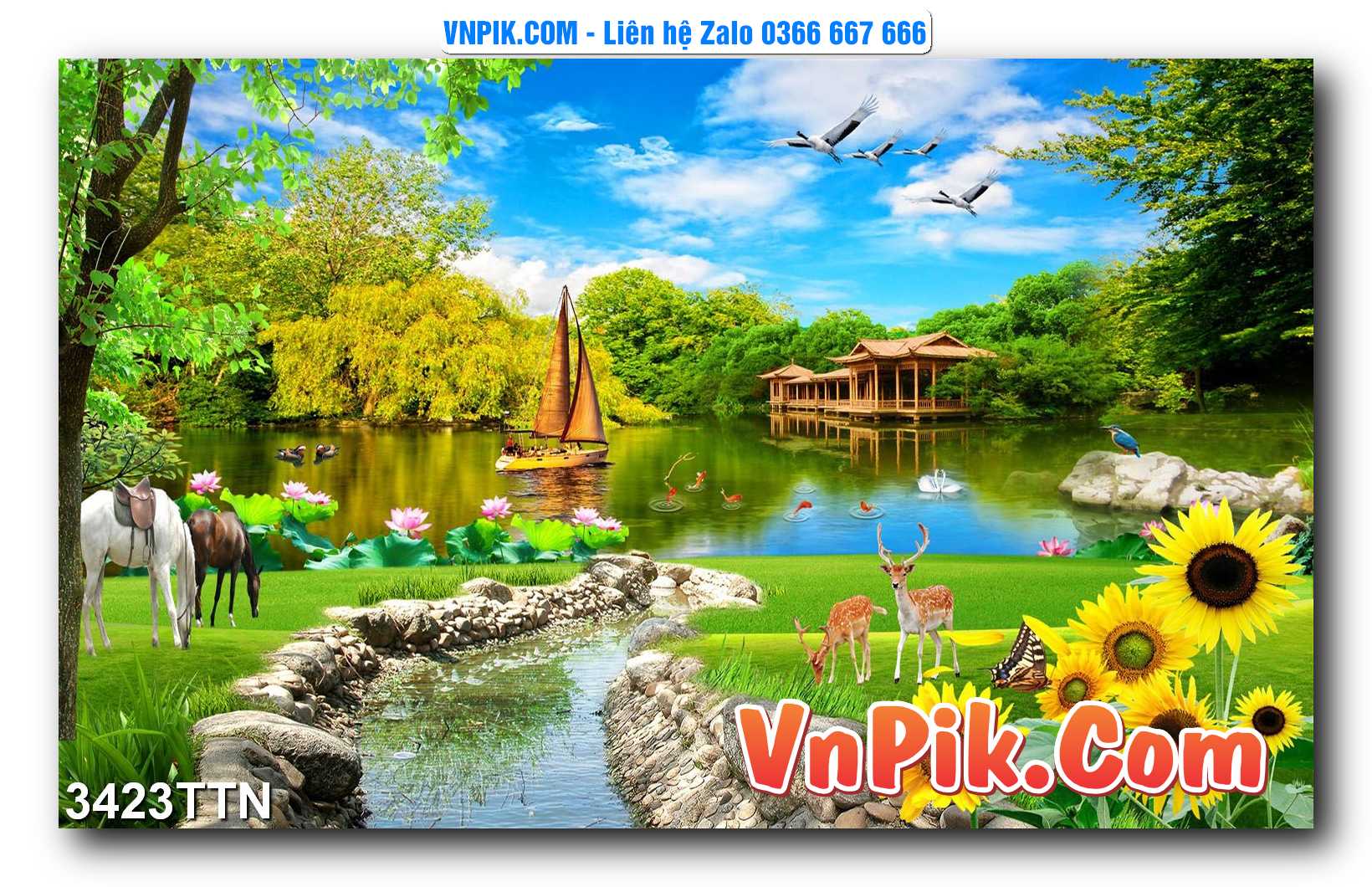 Tranh thác nước – Tranh phong thủy – Tranh treo tường mã 3423TTN