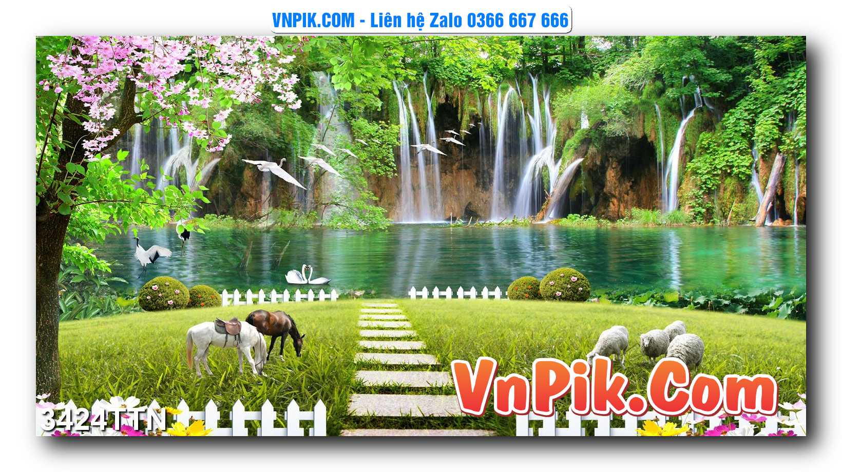 Tranh thác nước – Tranh phong thủy – Tranh treo tường mã 3424TTN