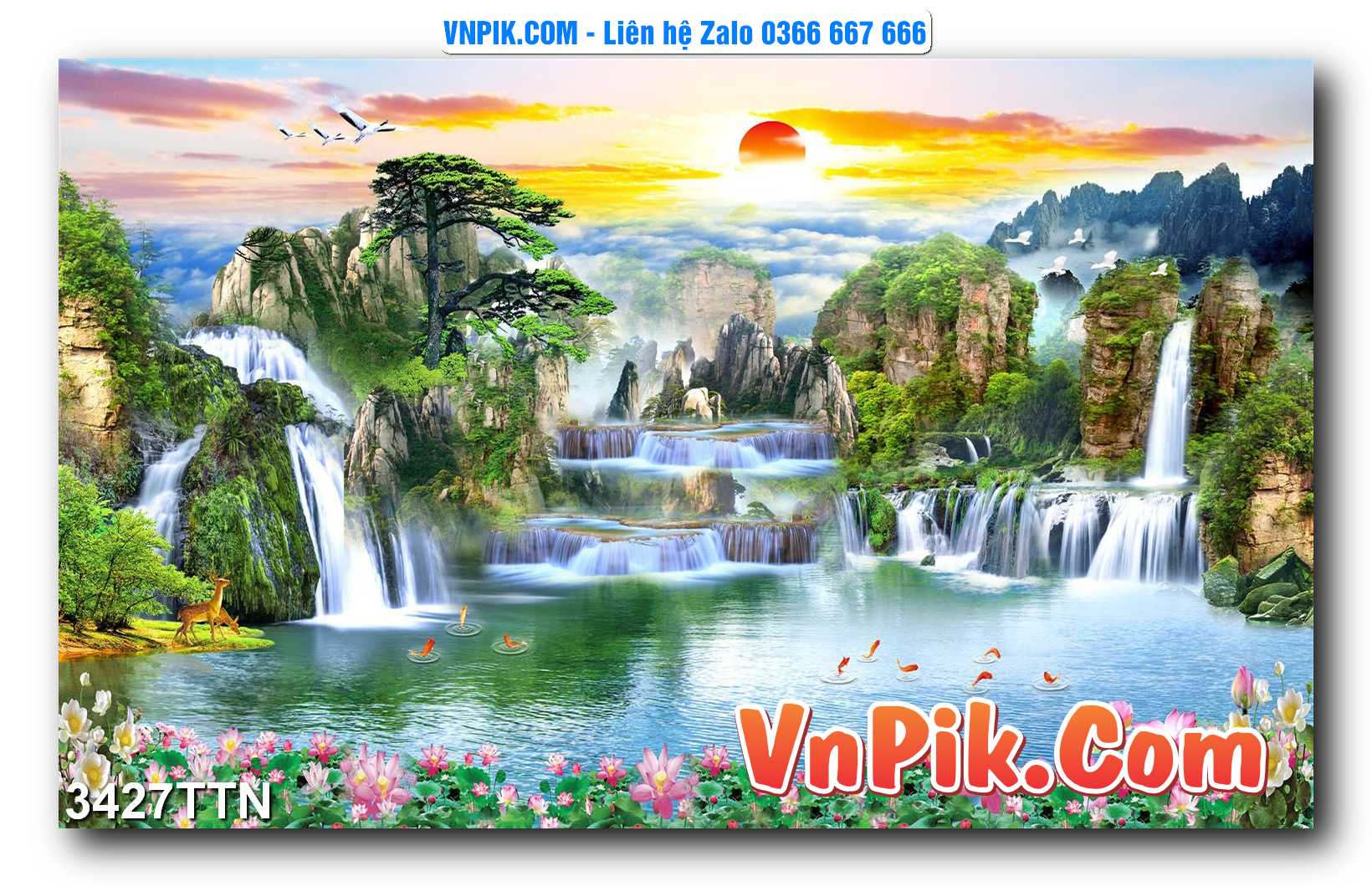 Tranh thác nước – Tranh phong thủy – Tranh treo tường mã 3427TTN